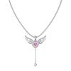 Colar de Prata Esterlina S925 de Luxo Leve de Alta Qualidade para Mulheres com Design de Corrente de Extensão de Asas Rosa de Amor, Corrente de Clavícula Elegante e da Moda