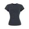 26131 - Camiseta de moda estilo europeo y americano con cuello redondo y manga corta para mujer, nueva top básico sexy ajustado primavera-verano 2026