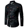 Camisa de Manga Longa Casual Masculina Solta Respirável Série Halloween 3D Impressa com Moldura de Caveira Europeia e Americana Transfronteiriça