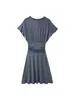ZA ropa de mujer comercio exterior transfronterizo fabricante mayorista 2026 nuevo a la moda elegante estilo europeo y americano vestido largo drapeado
