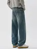 Pantalones vaqueros Muqiu para hombre, modernos, estilo americano, lavados, con efecto desgastado, elásticos en cuatro direcciones, corte recto, elegantes y adecuados para ir al trabajo