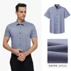 Camisa de negocios de alta gama para hombre, camisa de negocios cómoda y nítida de manga corta, camisa de fibra de bambú de secado rápido y resistente a las arrugas