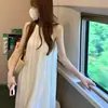 Vestido de Verano 2026 Estilo Nuevo Estilo Vacacional con Cuello Halter para Mujer, Vestido de Hada Suelto y Fluido, Vestido Largo que Adelgaza y Estiliza sin Hombros