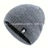 Touca Feminina Grossa com Abas para Orelhas, Gorro de Tricô Pulôver de Lã Tendência Outono Inverno Masculino, Circunferência da Cabeça Grande, Estilo Japonês Solto