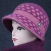 Chapéu Balde Tricotado de Lã de Coelho para Mulheres de Meia-Idade e Idosas para Outono e Inverno, Chapéu de Vovó, Gorro Feminino Forrado com Lã