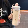 Taza Isotérmica de Acero Inoxidable 316 de Alto Valor Estético con Diseño de Dibujos Animados, Correa Portátil, Taza de Agua con Bola Flotante, Taza Linda para Exteriores para Niñas y Estudiantes
