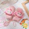 Guantes infantiles de 3 a 8 años Corea del Sur otoño e invierno huevo bebé caricatura invierno forro polar cálido para colgar en el cuello invierno lindo incluso los dedos