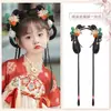 Peruca Hanfu Feminina Acessório de Cabelo Estilo Antigo Peruca Infantil Integrada Coque Acessório de Cabelo para Traje Antigo Coque Diário Almofada para Cabelo Acessório de Cabelo