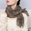 Cachecol Pregueado de Algodão e Linho Estilo Japonês, Moda Retro Artística, Cachecol Amassado Estiloso, Aquecedor de Pescoço Quente à Prova de Vento