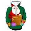 Sudadera 3D de Papá Noel 2024 Aliexpress Shopee, Sudadera con Capucha Estampada en 3D de Reno Navideño