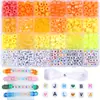 Conjunto DIY de Miçangas Barril Multicor 24 Compartimentos, Miçangas de Cavalo Pequeno, Miçangas de Letras Acrílicas para Fazer Joias, Acessórios, Materiais Venda por Atacado