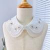 Nova gola estilo Chanel com pérolas e lantejoulas, gola falsa de renda, camisa feminina multifuncional, fivela decorativa