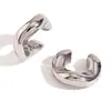 Moda europea y americana popular nicho lujo ligero clip para oreja personalidad simple acero inoxidable chapado en oro de 18 quilates flor serpiente microincrustaciones pendientes