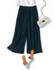 26 Pantalones Falda Amplios de Gasa Plisada de Cintura Alta Sueltos para Mujer con Dobladillo Grande y Caída, Tallas Grandes, Pantalones Cropped Casuales Primavera/Verano