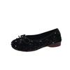 Zapatos planos de punta cuadrada para mujer de boca baja 2024 zapatos nuevos primavera y otoño zapatos planos de pedrería para mujer zapatos escotados de suela blanda talla grande de alta gama