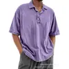 2026 Site Independente da Amazon Transfronteiriço Camisa Polo Casual Versátil de Manga Curta com Botões 100% Algodão para Homens