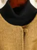 Casaco curto de lã cinza escuro estilo tweed para mulheres, nova coleção outono/inverno, gola redonda, de abotoamento simples, com enfeites florais de pelúcia e detalhes de corrente de strass