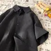 Camisa Plissada de Seda de Gelo Manga Curta Masculina Verão Fina Fresca Tendência Design Bonito Casual Roupa Social Jaqueta