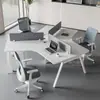 Mesa de escritório criativa para funcionários, estação de trabalho de formato irregular economizadora de espaço, conjunto completo de mesa e cadeira para computador para equipe de escritório, conjunto completo