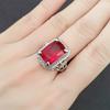 Anel de Casal Rubi Atacado Baixa Luxúria Completo Diamante Turmalina Vermelha Anel Vivo Dia dos Namorados Proposta Anel de Cristal Vermelho