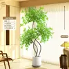 Planta Artificial Verde Nandina Bambu Planta Falsa High-End Luxo Leve Árvore Decorativa para Sala de Estar Ornamentação de Chão Interna Grande em Vaso