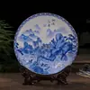 Jingdezhen placa de porcelana cerâmica decoração de casa chinesa azul e branco placa pastel artesanato presente ornamentos atacado