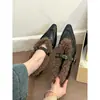 ¡Camelia de Media Temporada! Zapatos Mary Jane de Retazos con Punta Aguda para Mujer, Zapatos de Invierno y Otoño de Felpa y Piel