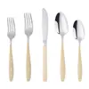 Juego de Cubiertos de Cinco Piezas Estilo Occidental con Patrón de Piedra Acero Inoxidable 304 para Venta al por Mayor, Cuchillo y Tenedor para Bistec de Acero Inoxidable, Vajilla para Adultos, Cuchara para Arroz, Cuchara para Postre