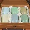 Xícara de Chá para Conferência, Copo de Água Celadon, Caneca Grande de Cerâmica, Copo de Enxaguante Bucal, Copo de Leite e Cerveja, 280ml, Conjunto de Seis Copos Coloridos