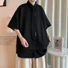 Camisa de Manga Corta Falsa de Dos Piezas para Hombre Verano Peso Extra Talla Grande Moda para Personas con Sobrepeso Diseño Holgado Camisa de Media Manga