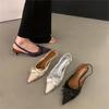 Zapatos de Tacón Alto de Aguja con Lazo Puntiagudo Francés para Mujer 2024 Nuevo Verano Elegantes Sandalias de Punta Socialité
