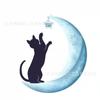 Estilo Vidriera Acrílico Colgante Souvenir de Perro Luna Azul Atrapaluces Colgante de Ventana Colgante de Pared Decoración de Pared