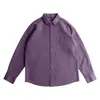 Camisa Klein azul de manga comprida para homens, tendência primavera e outono, estilosa e casual, algodão puro, corte solto, jaqueta leve