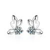 Pendientes de botón de mariposa Mosang Diamond de plata de ley S925 Moda de alta gama Pendientes nuevos simples Joyería para orejas Aguja para la oreja Agujeros para las orejas