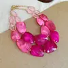 Collar de Doble Capa con Perlas Acrílicas Irregulares Personalidad Dopamina Cadena Exagerada para Clavícula Joyería de Diseño Nicho para Mujeres