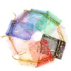 Bolsa com Cordão para Armazenamento de Joias Céu Estrelado Colorido, Bolsa de Embalagem para Presente de Organza com Cordão e Estampagem Dourada, Bolsa de Gaze com Cordão para Doces