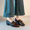 Mocasines Súper Suaves para Mujer 2026 Primavera y Otoño Estilo Nuevo Slip-On Retro Zapatos Británicos de Cuero con Tacones Gruesos Zapatos Individuales Versátiles para Ir al Trabajo