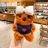 Nuevo Llavero de Oso con Lazo de Peluche, Llavero de Muñeco de Dibujos Animados Lindo, Colgante para Bolso de Pareja, Pequeño Regalo