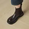 Botas Martin de suela gruesa sin cordones para otoño e invierno para comercio transfronterizo, botines Chelsea cortos de suela blanda en negro y marrón para mujer