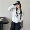 Conjunto Informal de Primavera y Otoño para Niñas, Elegante Estampado de Dibujos Animados, Mangas Largas, Pantalones de Pierna Ancha, Conjunto de Dos Piezas para Niños Mayores