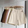 Shorts Jeans Cinco Pontos Feminino 2025 Verão Nova Chegada Cintura Alta Solto Versátil plus size Perna Larga Emagrecedor Elástico Calças Casuais