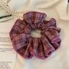Estilo preppy francés tela de cuadros vintage con encaje banda para el pelo de intestino grueso temperamento de alta calidad cuerda simple para coleta de pelo