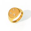 Anillo Samsung de acero inoxidable chapado en oro real de 18 quilates, sencillo y combinable con microdiamantes.