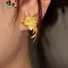 Pendientes Dorados de Urraca y Perla Estilo Xiaohongshu, Estilo Chino Nuevo, Lujo Ligero, Diseño de Nicho Exquisito, Pendientes de Gama Alta para Mujer