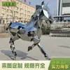 Escultura geométrica de caballo de acero inoxidable con acabado espejo, caballo corredor geométrico abstracto moderno, caballo de metal espejo para paisaje de parque y bienes raíces
