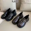 Couro Genuíno Estilo College Uniforme JK Sapatos Únicos Femininos Britânicos Pretos Sapatos Pequenos de Couro Sapatos Mary Jane Mocassins de Solado Grosso Sapatos Femininos