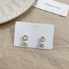 Pendientes de botón con forma de estrella y perla blanca, con esmalte rosa, sencillos y modernos, para mujer, con un temperamento dulce, pequeños y frescos diseños.
