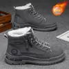 Botas para Hombre de Caña Alta Invierno Terciopelo Engrosado Zapatos de Algodón Impermeables y Antideslizantes Obra de Construcción Protección Laboral Botas de Trabajo