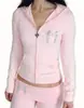 Moda Femenina Europea y Americana Nuevo Conjunto de Dos Piezas de Moda Harajuku Ajustado con Sudadera con Capucha y Cremallera y Pantalones Largos Casuales Acampanados