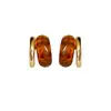 Brincos de Resina Prateados Maillard Retro em Formato C Design Simples e Moderno Brincos de Luxo Acessível Estilosos Brincos de Outono e Inverno